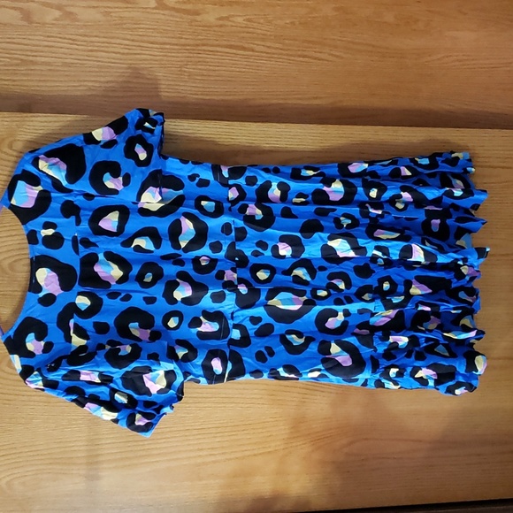 Proud Poppy Diego Dress in Classic Blue Leopard Print. US 10. Blue Animal Print. - Picture 7 of 10
